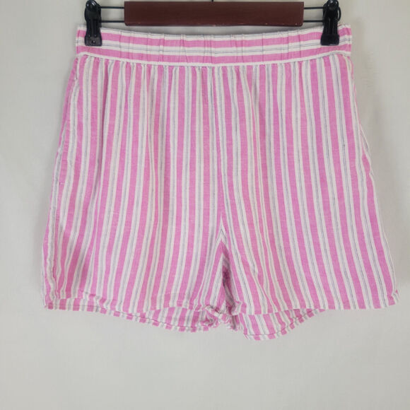 Universal Thread Shorts Womens XS Pink Linen Blend High Rise Candy Striped Rayon - Picture 1 of 11